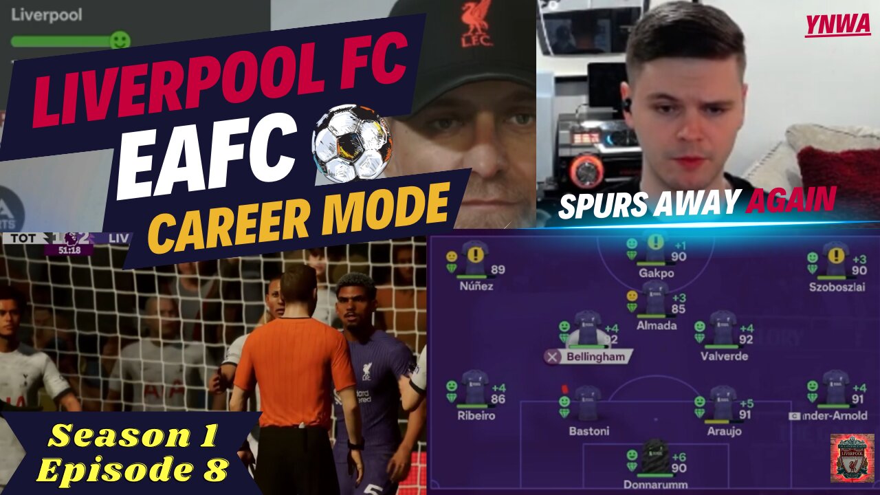 S1E8 | Liverpool FC Career Mode | Tottenham Hotspur Away | One Man Sent Off | Up The Reds