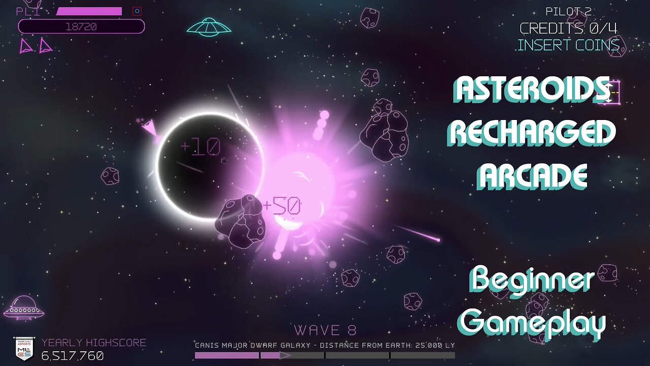 Asteroids Recharged Arcade - Beginner Gameplay