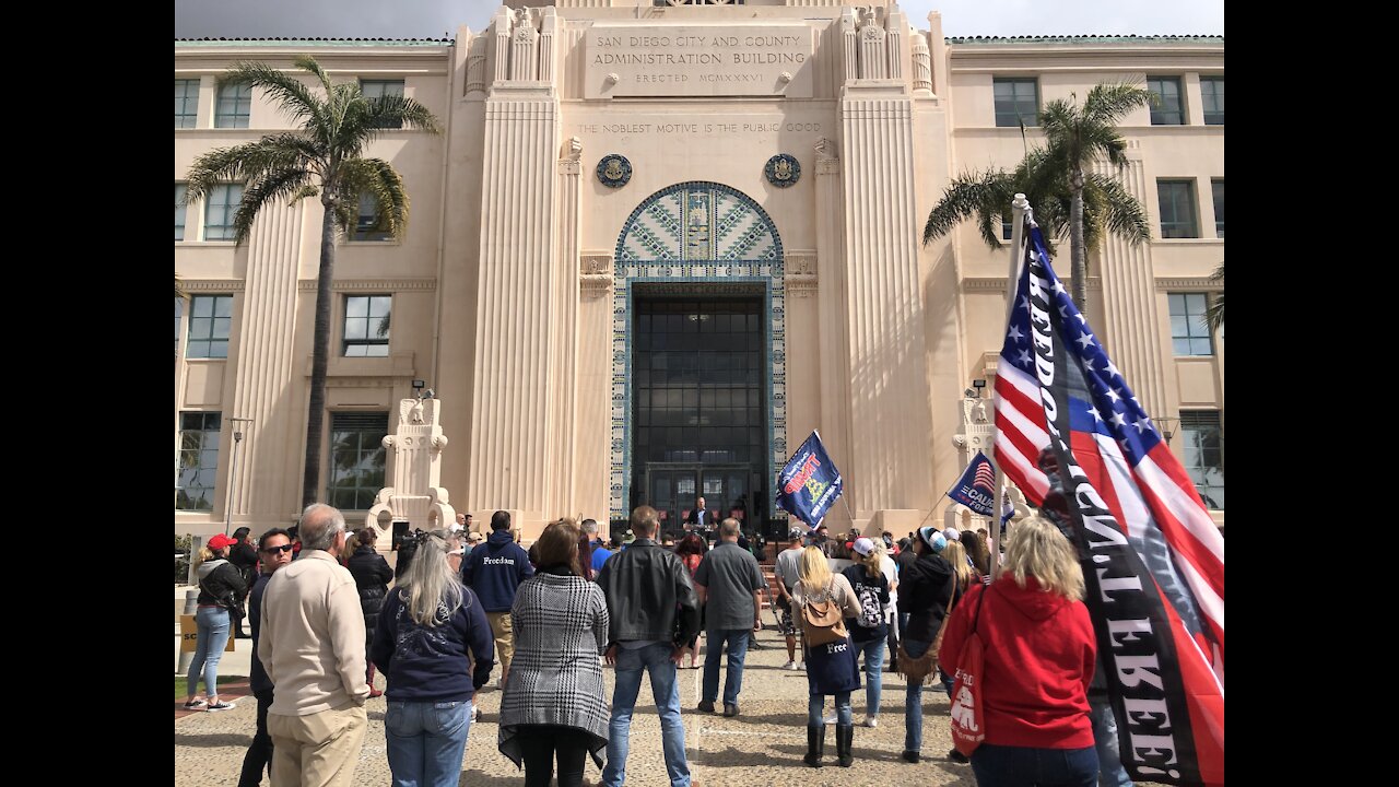 Two re-open rallies held at San Diego County Admin Building Saturday