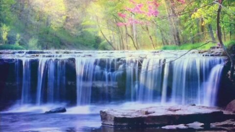 relaxing music waterfall, Calm music, stress relief, meditation