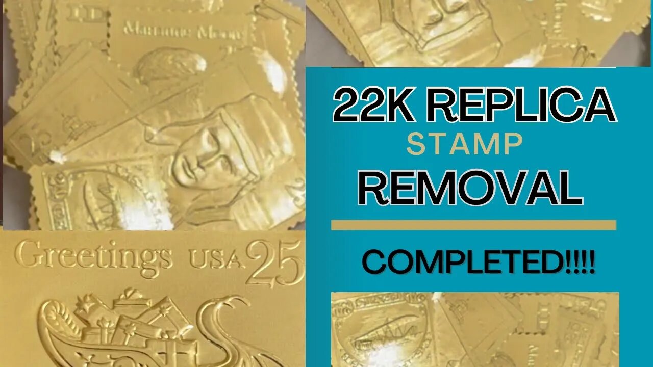 WARNING: Not for all viewers! Removing 22k replica stamps from original envelopes. #gold #stamps