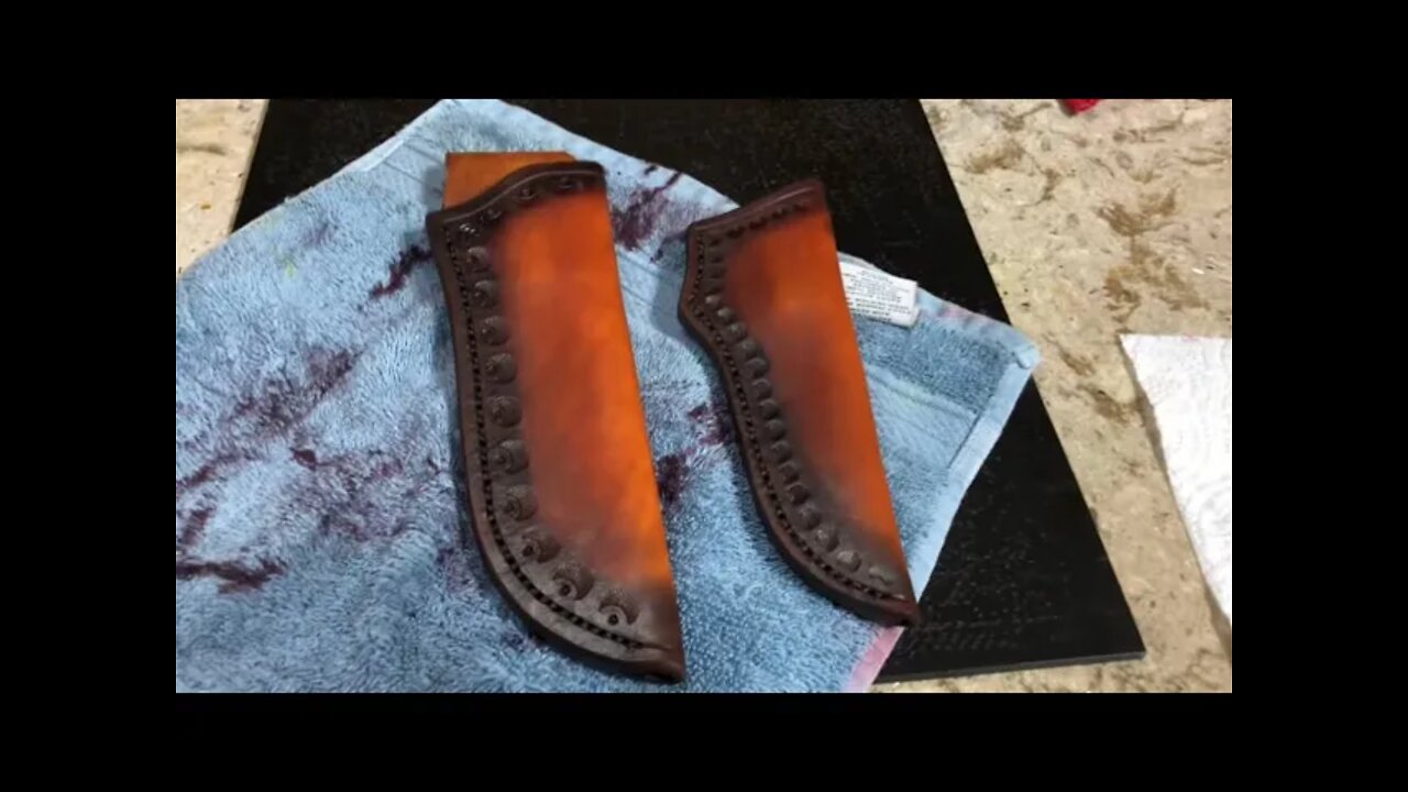 Finished two sheaths with dye and fade