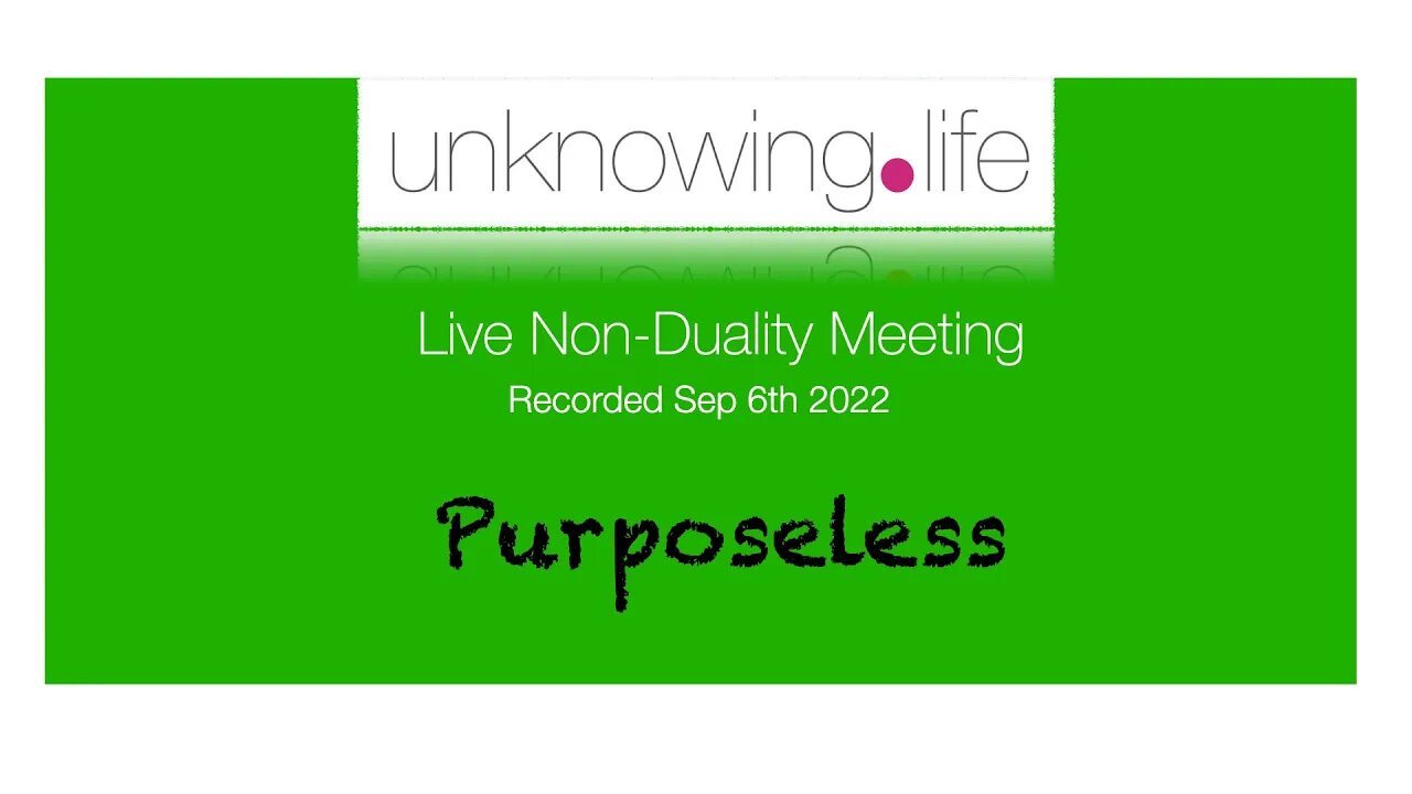 "Purposeless" - Live Non-Duality Meeting Recorded August 30th (Evening)