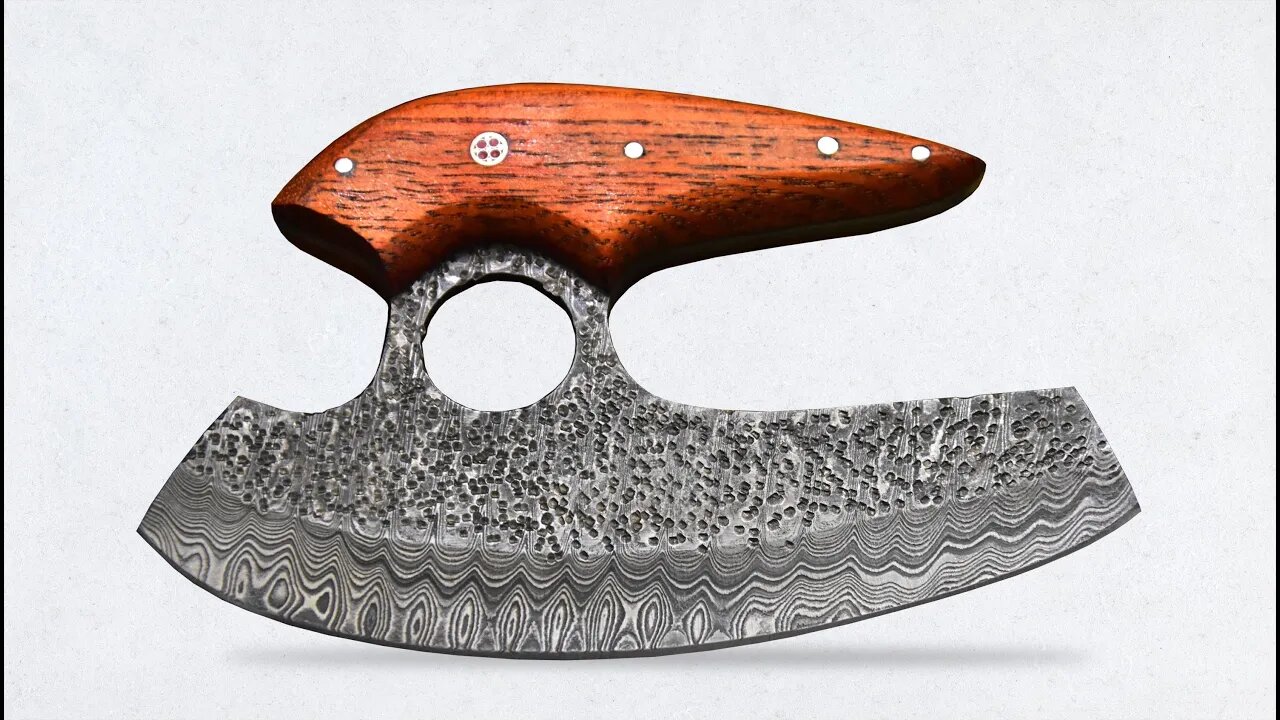 Traditional Alaskan Ulu Knife Multi-Purpose Pizza Cutter,Vegetable Chopping,Slicing Damascus Steel