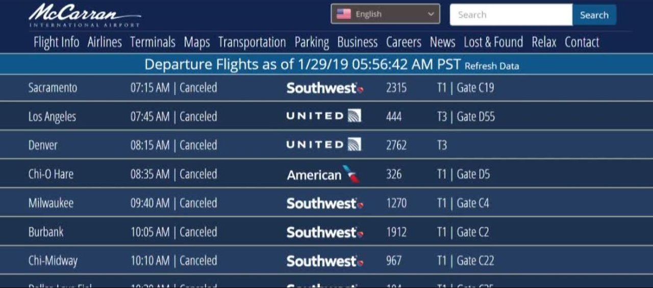 Cancellations at McCarran