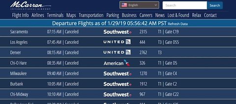 Cancellations at McCarran