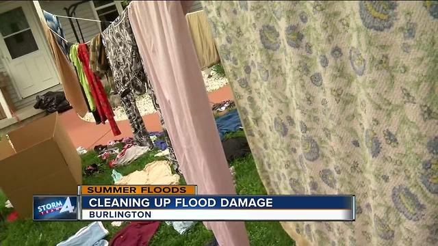 Families continue clean up after Burlington floods