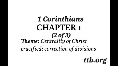 1 Corinthians Chapter 1 (Bible Study) (2 of 3)