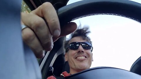 FOUNDER IN CAR: Enjoying Abarth 595c roofdown October