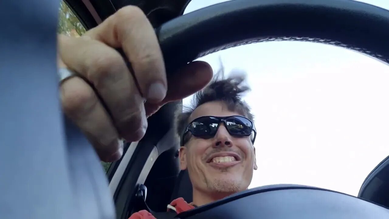 FOUNDER IN CAR: Enjoying Abarth 595c roofdown October