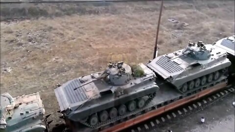 Russian BMP’s, Tanks And Armored Vehicles on railway