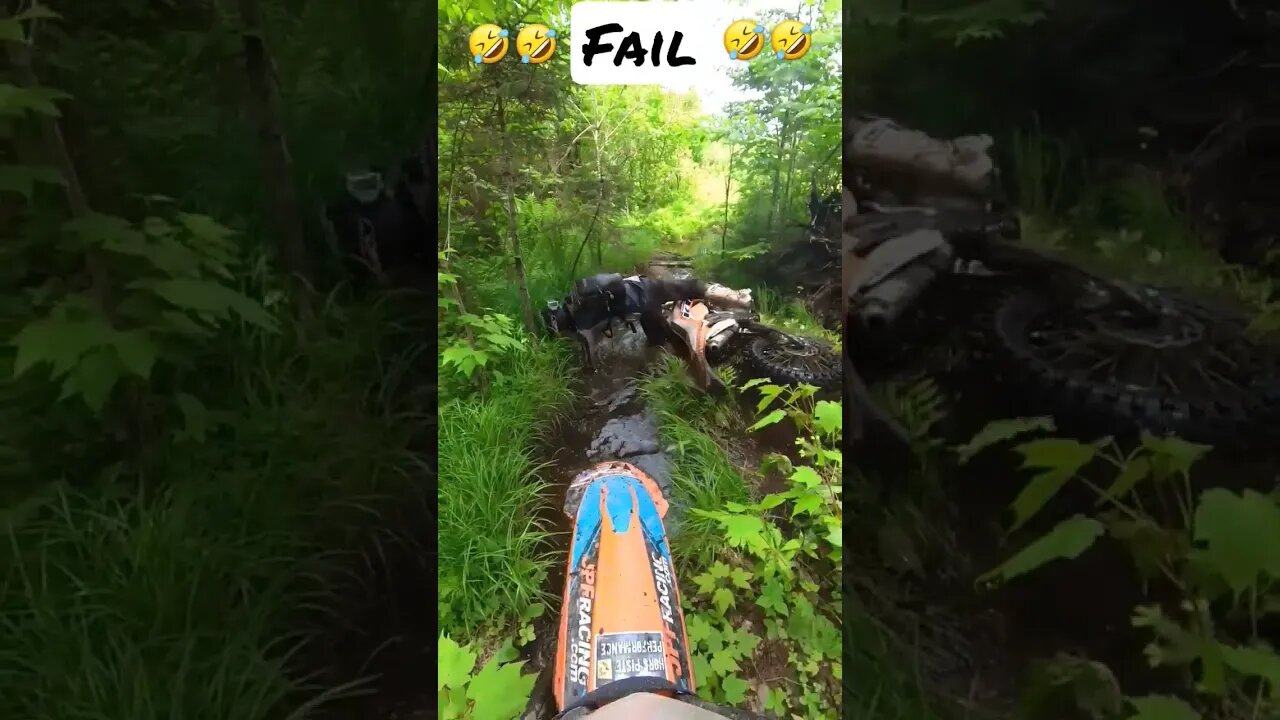 "The Dirt Bike Kitten" Water fails 🤣can't seem to avoid muddy holes😝 2 stroke dirt bike fails