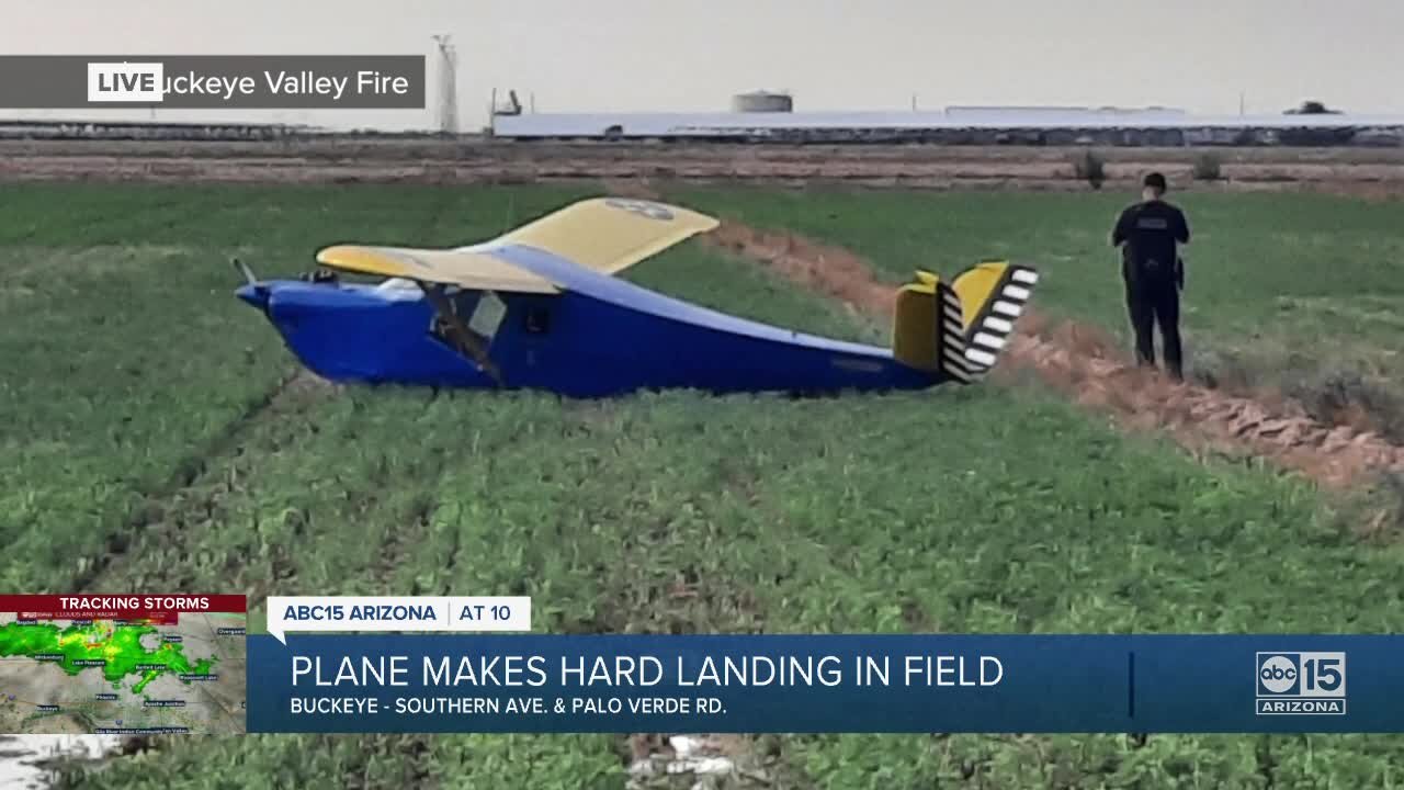 Plane makes hard landing in Buckeye field