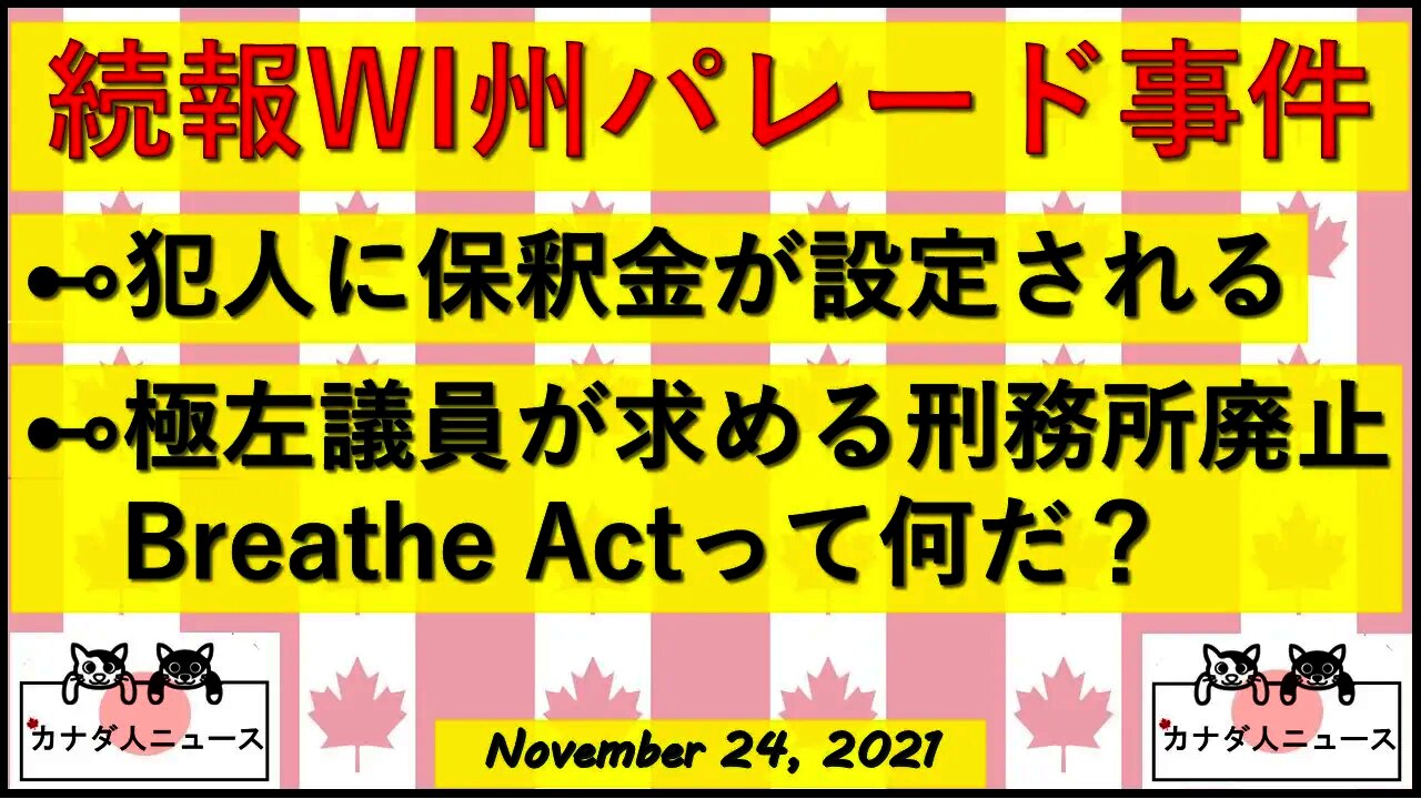 WI州Xmasパレード事件続報/保釈金が設定される/極左議員のBreathe法とは？