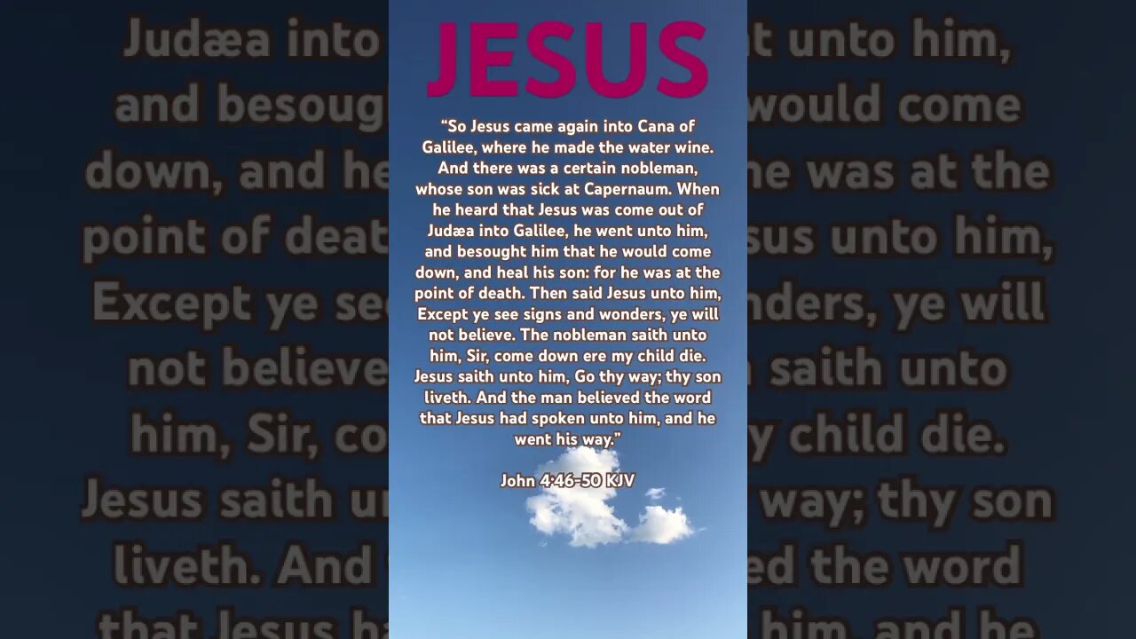 Follow Jesus🙏❤️Jesus heals an official’s son #faith #god #repentance