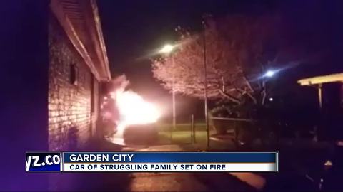 Car of struggling family set on fire