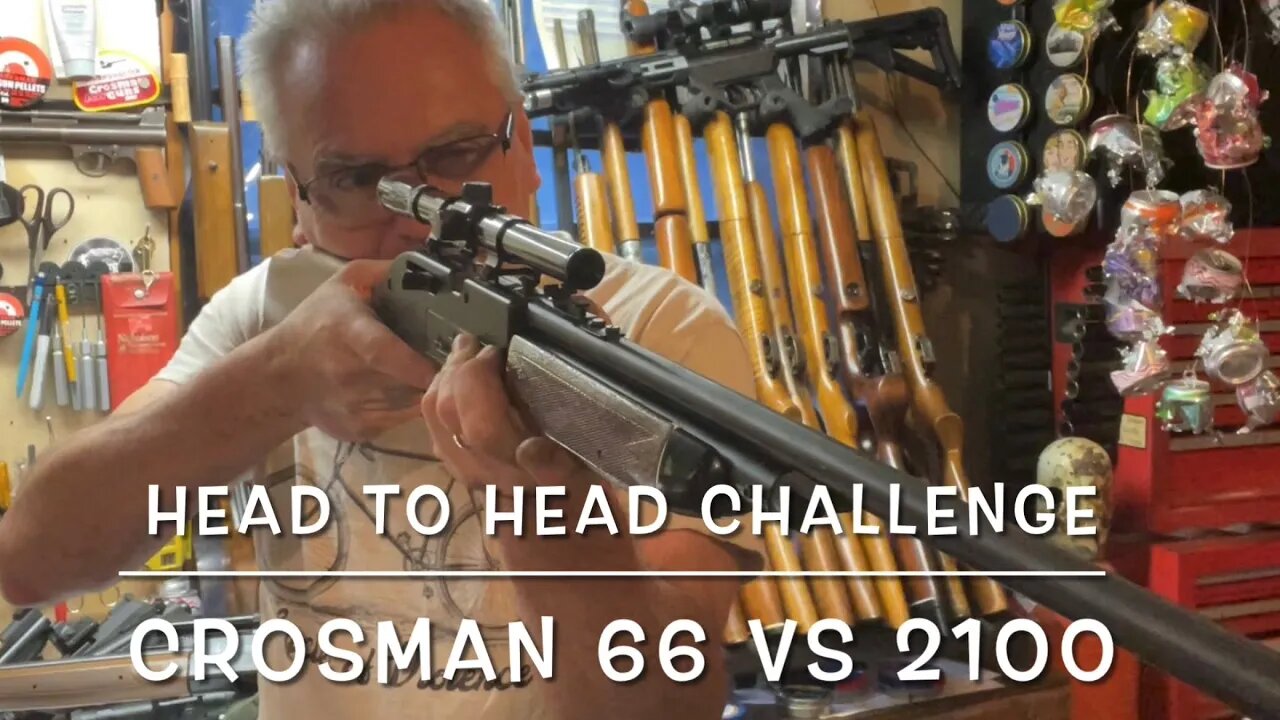 Head to head challenge Crosman 66-4x vs 2100 classic both with Buck Rail Suppressors really close!