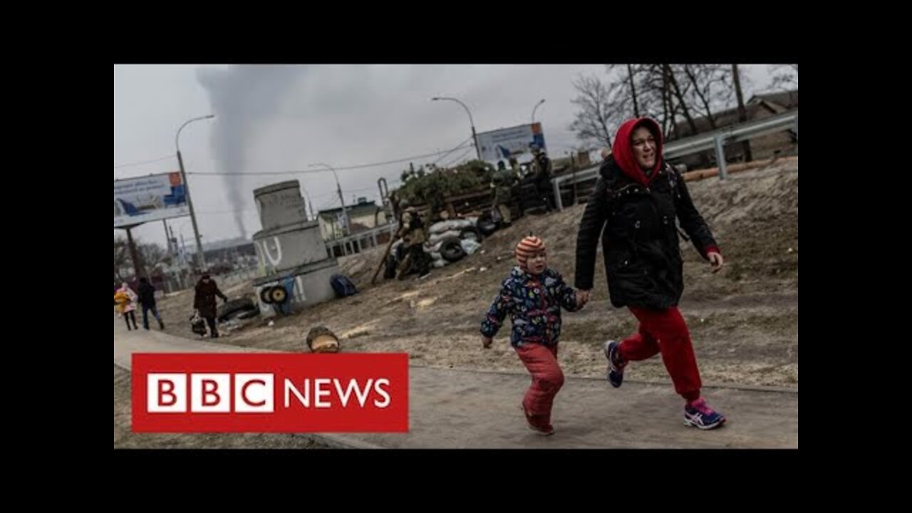 Children flee under fire as Russians advance on Kyiv - BBC News