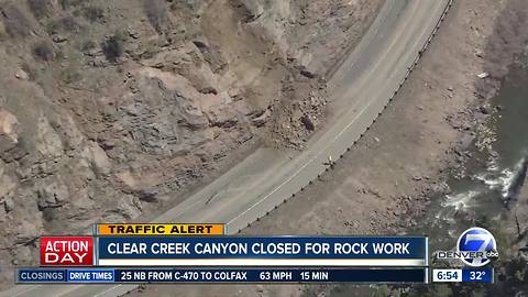 Rock work underway in Clear Creek Canyon