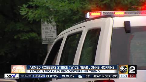 Johns Hopkins students, others robbed minutes apart on same Baltimore street