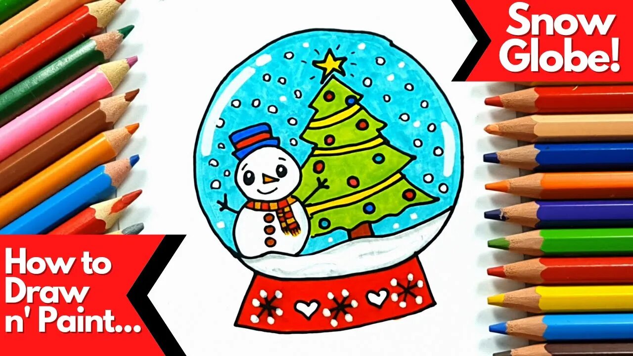 How to draw and paint Snow Globe