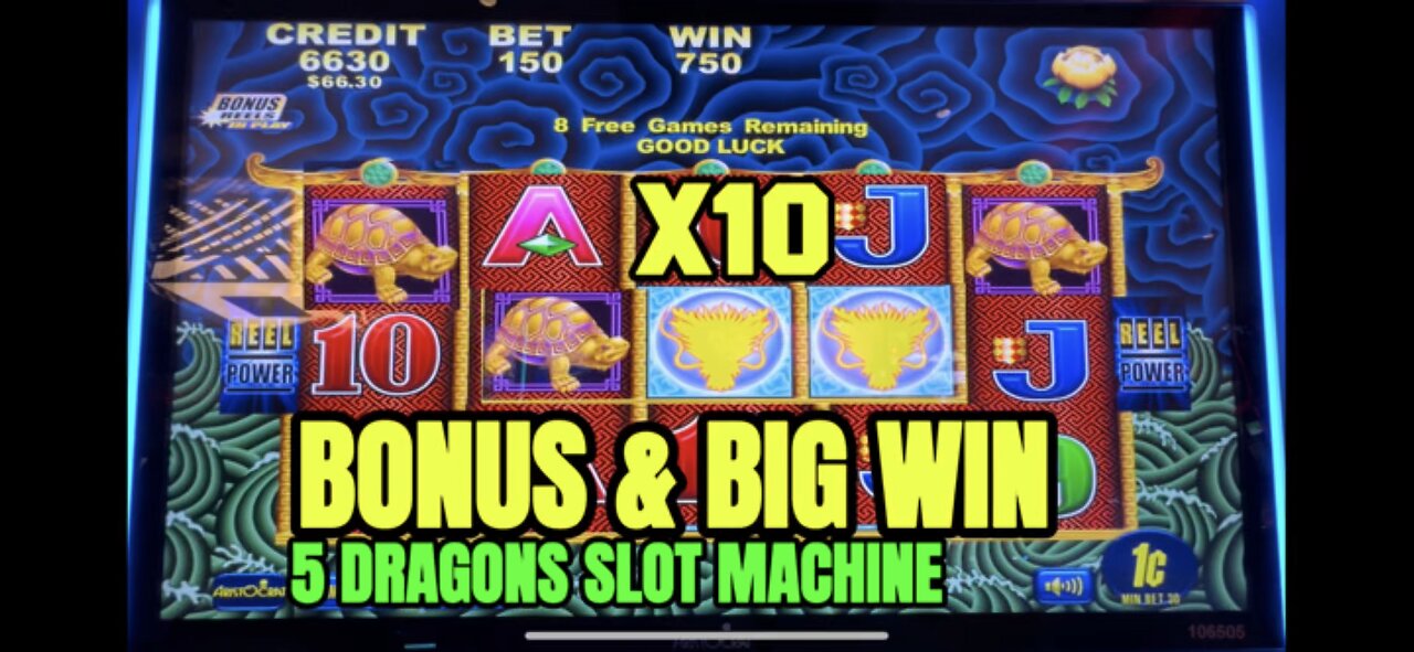 5 DRAGONS Slot Machine BONUS !!! BIG WIN 🦜