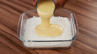 Add condensed milk to the grated coconut and everyone will love the recipe!