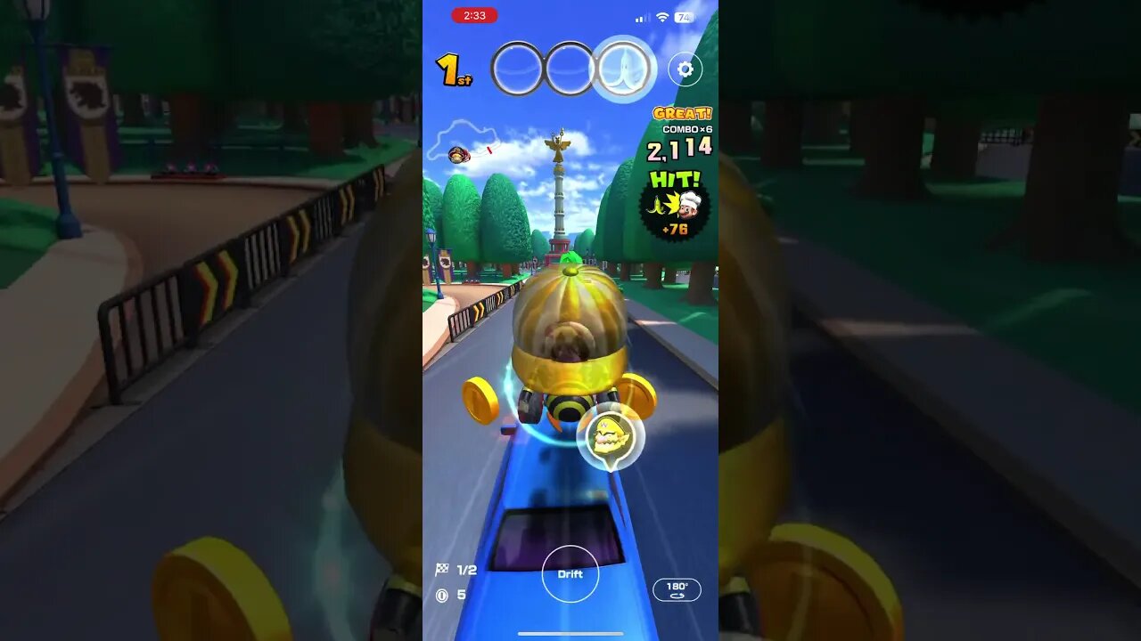 Mario Kart Tour - Gold Mario Golf Cap Gameplay (Summer Tour Gift Reward 2023 Glider)