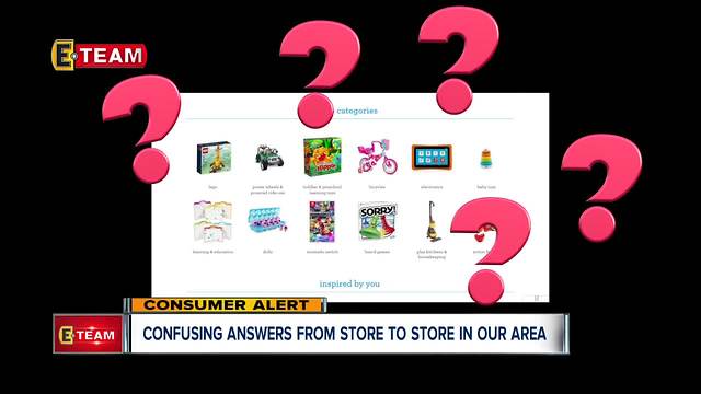 Confusing answers from Toys 'R' Us stores in our area