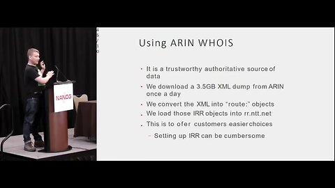 Tuesday Lightning Talks Using ARIN WHOIS data in BGP prefix filters