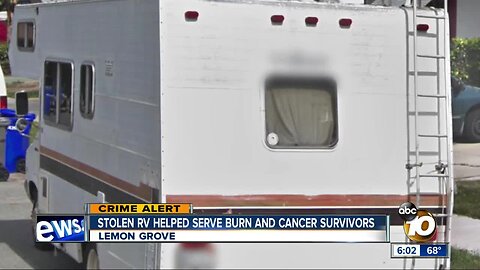 Stolen motorhome helped serve burn and cancer survivors