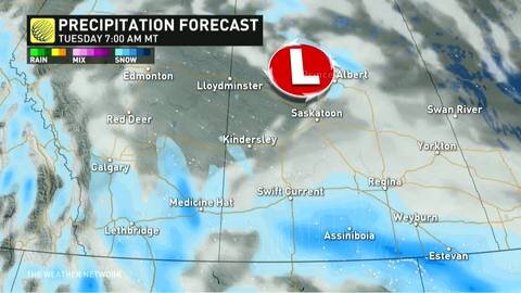 Yeah, Alberta, thundersnow might be possible on Tuesday