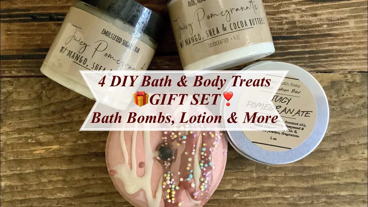 4 DIY Recipes - Bath & Body GIFT SET 🎁 Bath Boms, Lotions, Sugar Scrubs & More | Ellen Ruth Soap