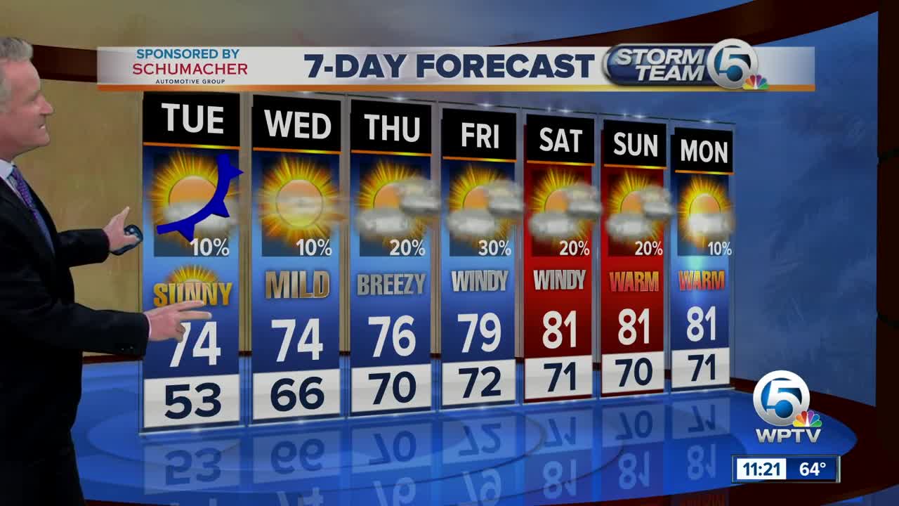 Latest Weather Forecast 11 p.m. Monday