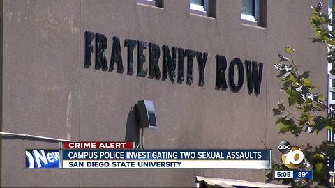 SDSU Campus Police investigating two sexual assaults