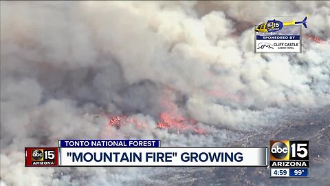 Mountain Fire burning between Horseshoe and Bartlett lakes