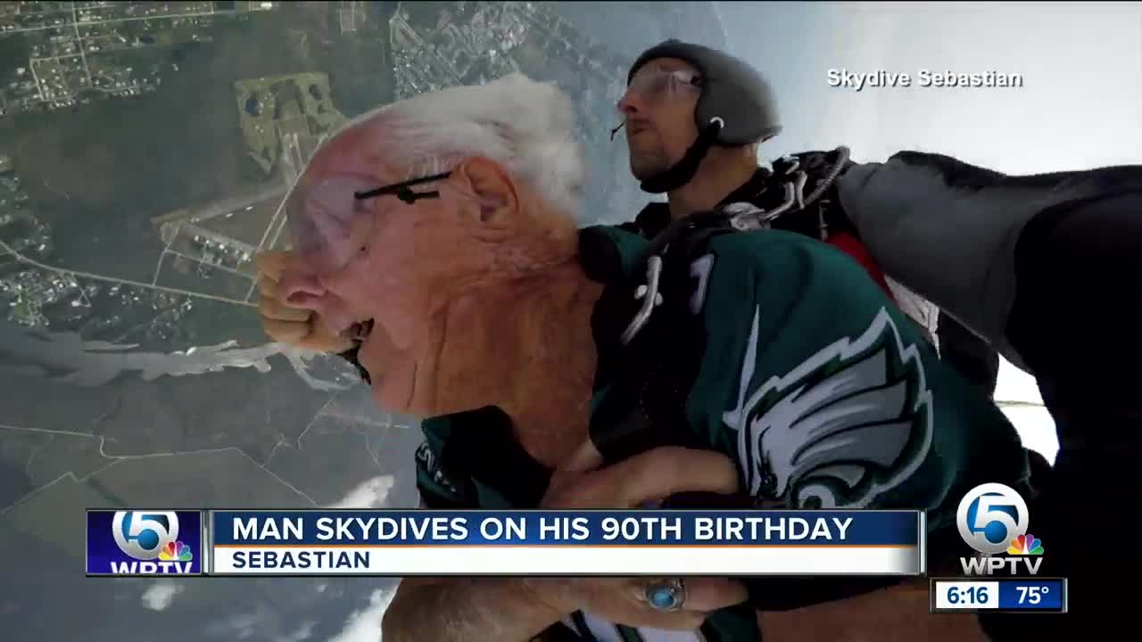 Man skydives on his 90th birthday