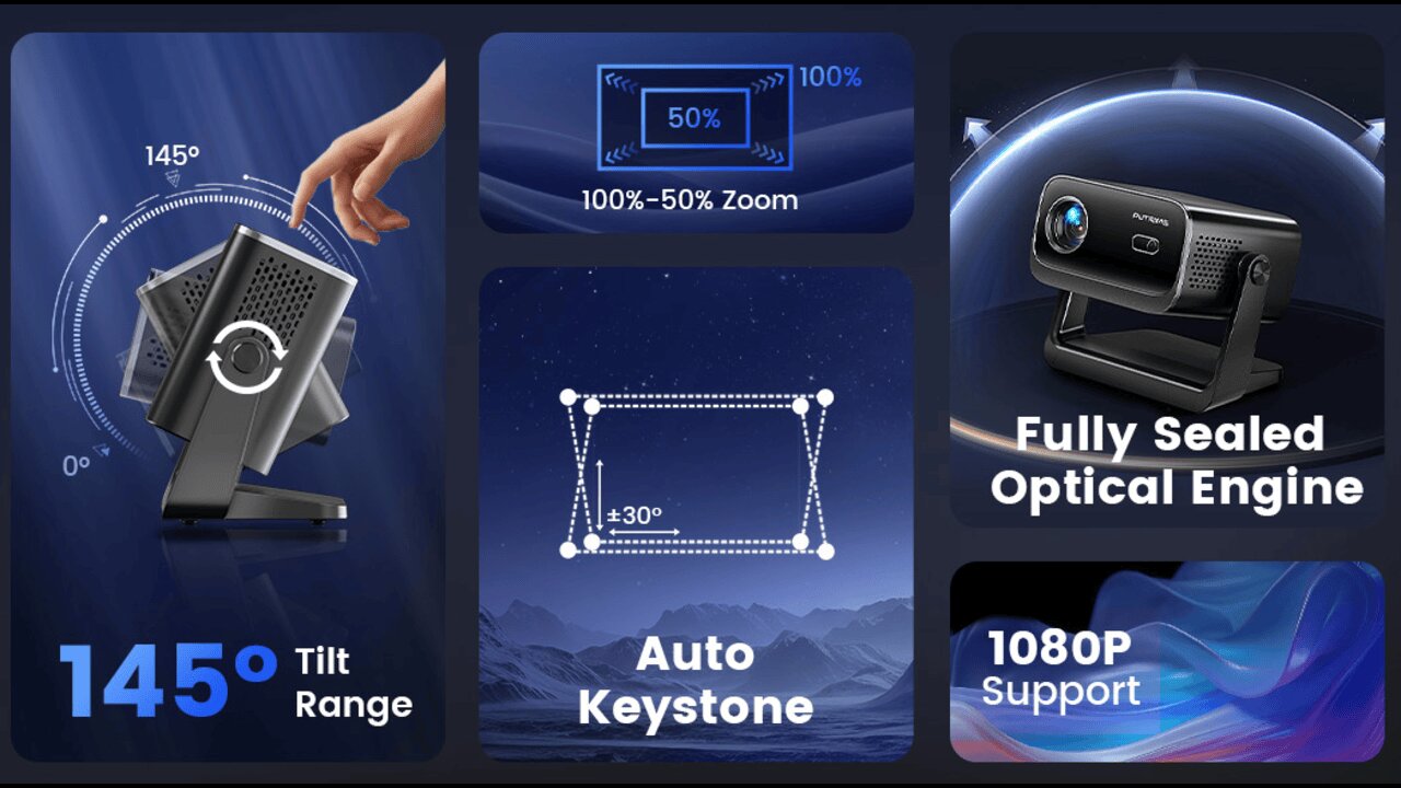 PUTRIMS Portable 1080P Support Movie Projector
