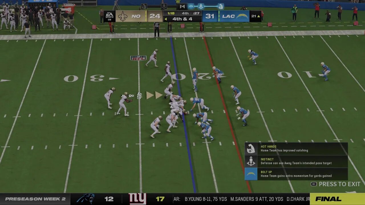 New Orleans Saints Super Sim Weekly Franchise-Preseason Week 2-Saints Vs Chargers - Madden NFL 24