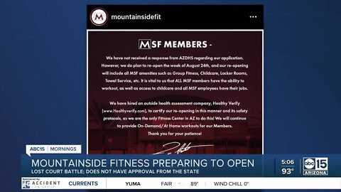 Mountainside Fitness prepares to reopen despite not getting approval