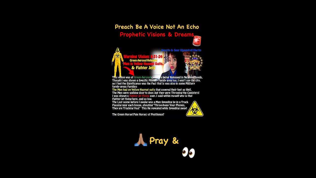 Prophetic Warning Vision 8-31-24 Hazmat Suits & Fighter jets in USA