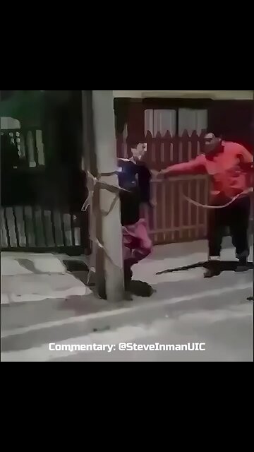 A man breaking the spirit of a thief after catching him breaking into his home.
