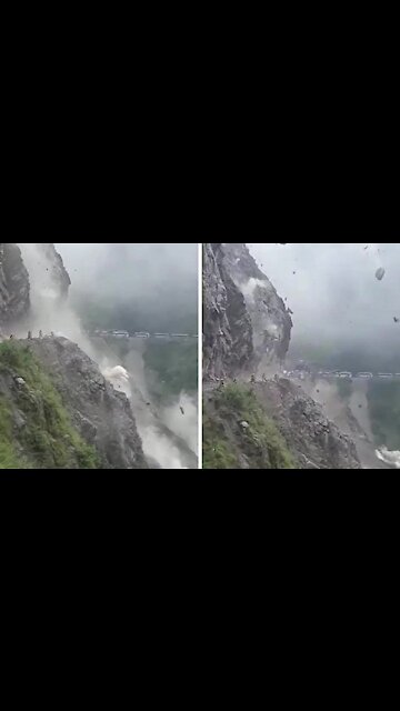 Intense rockslide caught on camera in Himalayan Pass