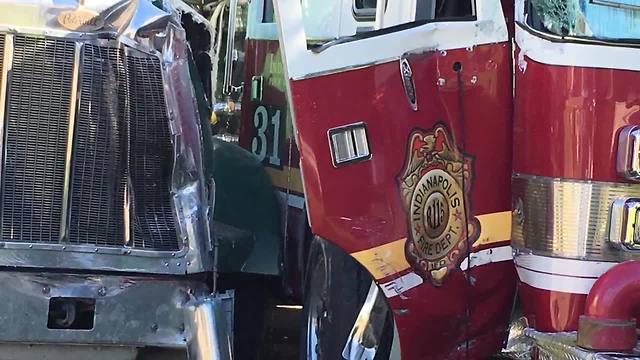 Three firefighters injured when stolen dump truck slams into fire truck