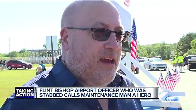 Officer who was stabbed at Flint airport: 'It feels great to be here, period'