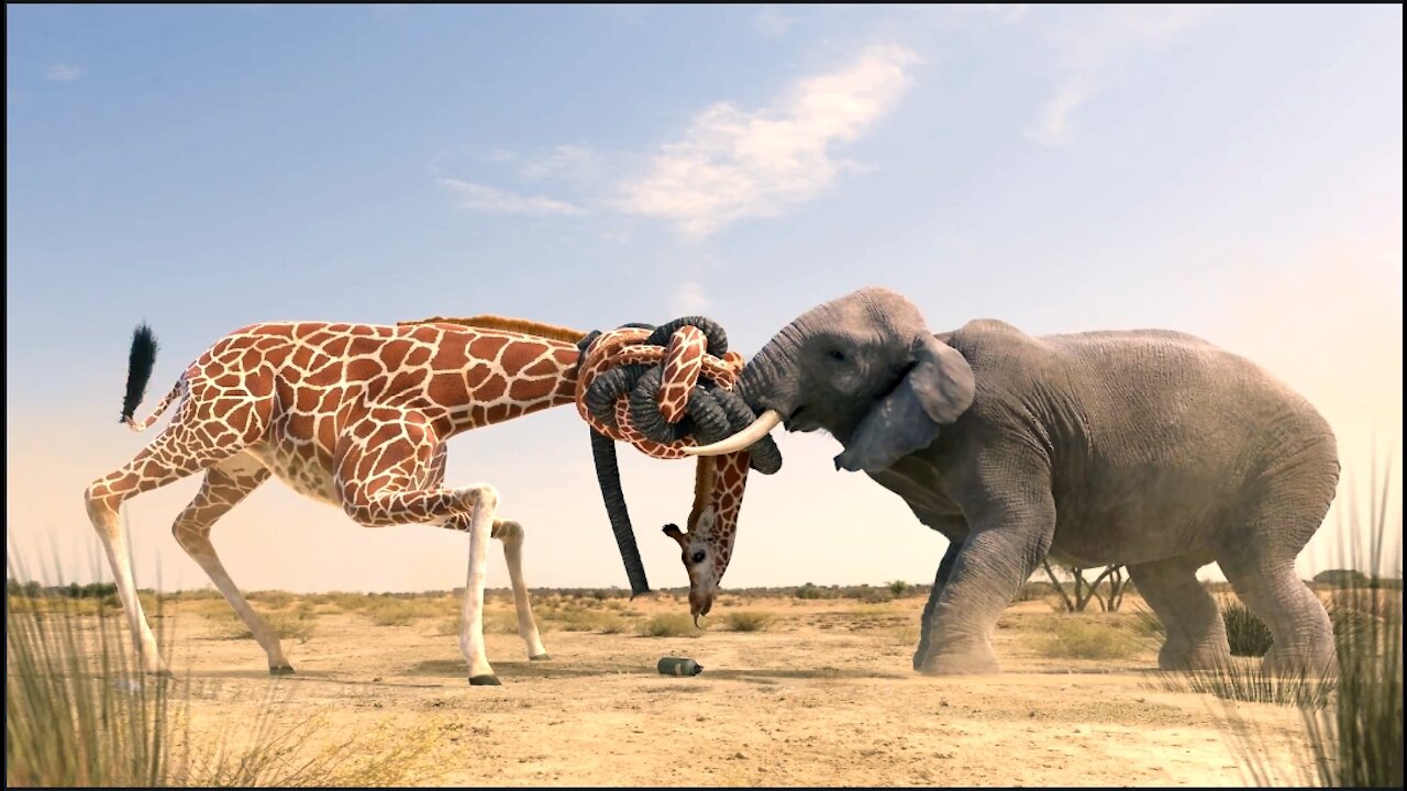 Water fight || Elephant vs Giraffe || 🦒🦒