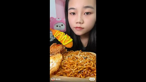 Mukbang chese corndog and noodles