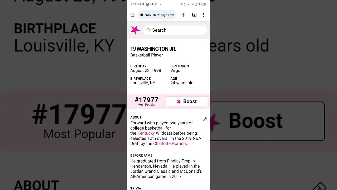 HAPPY 24 BIRTHDAY PJ WASHINGTON JR. Basketball Player