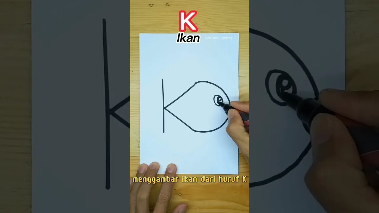 menggambar ikan dengan huruf K