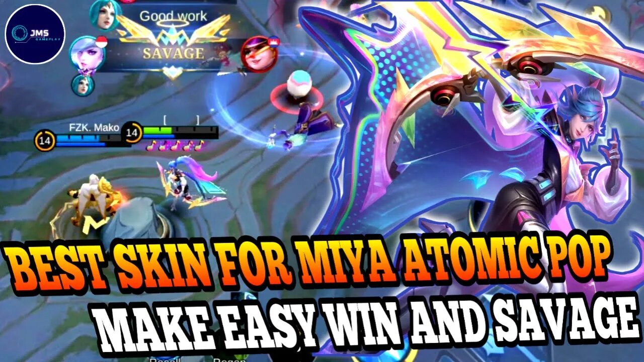 BEST SKIN MIYA ATOMIC POP EASY WIN EASY SAVAGE | MOBILE LEGENDS | JMS GAMEPLAY